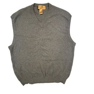 Vintage 100% Cashmere Sweater Vest Men’s L Made In Hong Kong 2ply Yarn Brown